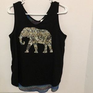 Graphic tank open back elephant Aztec